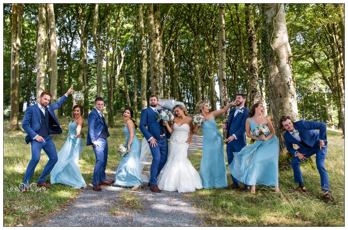 Sarah And Torin with their wedding party in Glasson Country House Hotel Wedding