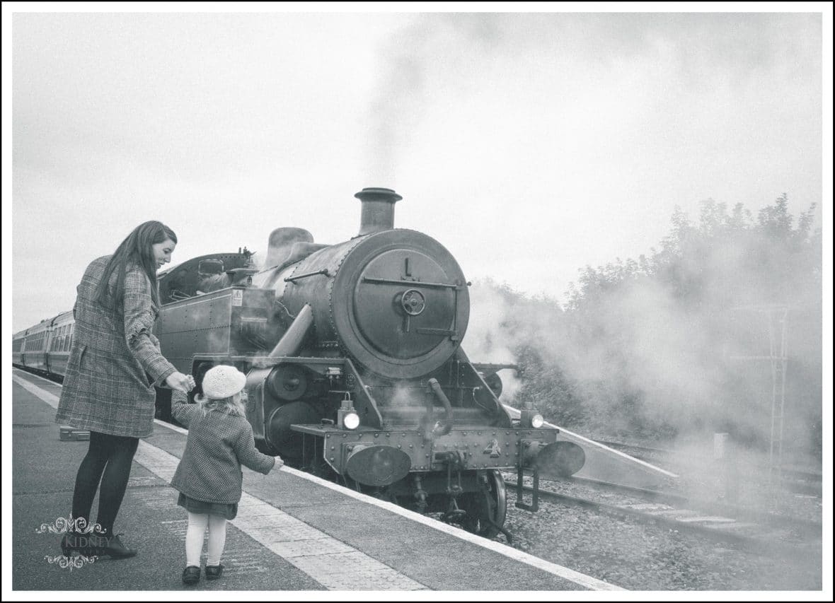 Aine in front of the Steam Train when it left Athlone